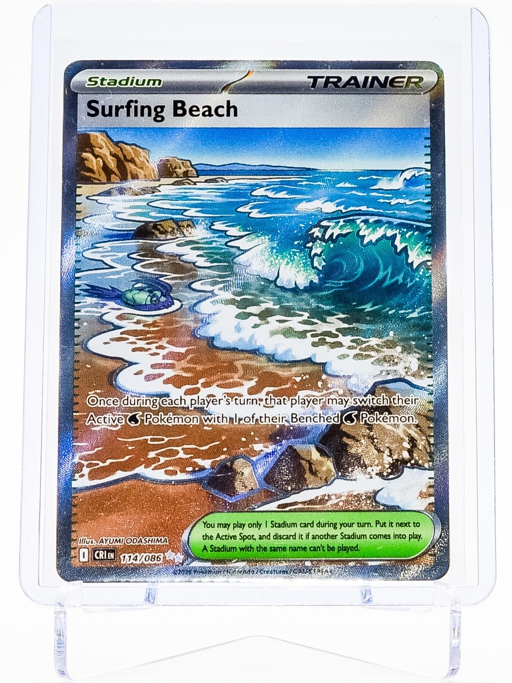 Pokemon Card Surfing Beach 114/086 Full Art Ultra Rare Holo Chaos Rising NM